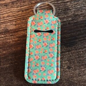 Floral Mint Lip Balm/Lipstick Keychain Holder